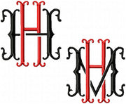 VINTAGE BAROQUE INTERLOCKING MONOGRAM FONT - SET "H" 6 AND 8 INCH SIZE