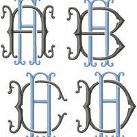 VINTAGE BAROQUE INTERLOCKING MONOGRAM FONT - SET "A" 3 AND 4 INCH SIZE