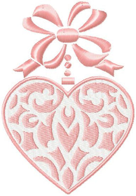 Heart Bow Valentine Embroidery Design