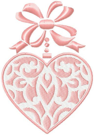 Heart Bow Valentine Embroidery Design