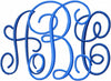 Jumbo Interlocking Monogram Font - 9.5" Center Letters and 7.5" Side Letters, Machine Embroidery Design