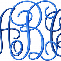 Jumbo Interlocking Monogram Font - 9.5" Center Letters and 7.5" Side Letters, Machine Embroidery Design