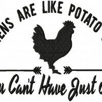 CHICKENS ARE LIKE POTATO CHIPS -YOU CAN'T HAVE JUST ONE