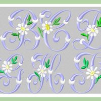 Vintage Daisy Font - 4" - Machine Embroidery Font