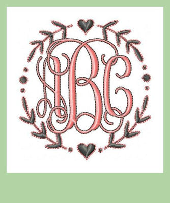 Sweet Laurel Circle Monogram Frame - Machine Embroidery Design