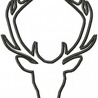 Deer Head Silhouette with Antlers - Comes in Fill Stitch and Applique