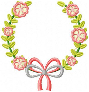 Laurel Wreath with Flowers and Bow