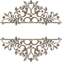 Split Flourish Floral Name Frame - machine Embroidery Design