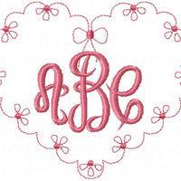 HEART FLOWER RUNNING STITCH EMBROIDERY DESIGN