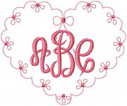 HEART FLOWER RUNNING STITCH EMBROIDERY DESIGN