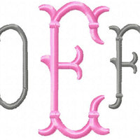 Erin Monogram Font - Machine Embroidery Font - comes in 4 inch center and 2.5 inch side letters