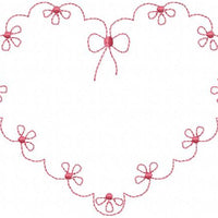 HEART FLOWER RUNNING STITCH EMBROIDERY DESIGN