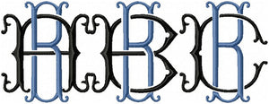 VINTAGE BAROQUE INTERLOCKING MONOGRAM FONT - SET "B" 3 AND 4 INCH SIZE