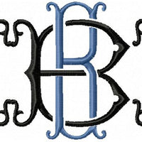 VINTAGE BAROQUE INTERLOCKING MONOGRAM FONT - SET "B" 6 AND 8 INCH SIZE