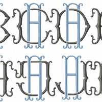 VINTAGE BAROQUE INTERLOCKING MONOGRAM FONT - SET "A" 3 AND 4 INCH SIZE