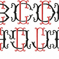 VINTAGE BAROQUE INTERLOCKING MONOGRAM FONT - SET "C" 6 AND 8 INCH SIZE