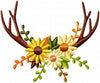 Antlers and Flowers Arrangement Border Frame