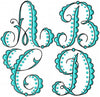 Scallop Dot Monogram Font - Machine Embroidery Font 2.5, and 4 inch size