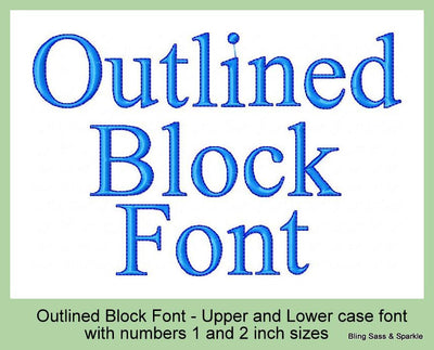 Outlined Block  Font - 1 an 2 inch Sizes