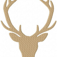 Deer Head Silhouette with Antlers - Comes in Fill Stitch and Applique