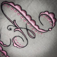 Scallop Dot Monogram Font - Machine Embroidery Font 2.5, and 4 inch size