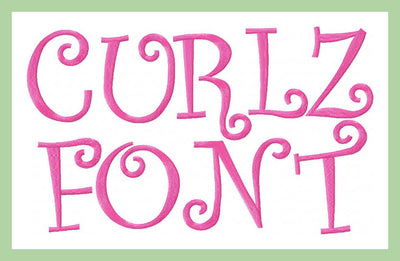 Curlz Font - Comes in 1,2, and 3 inch Sizes Machine Embroidery Font -