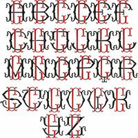 VINTAGE BAROQUE INTERLOCKING MONOGRAM FONT - SET "G" 3 AND 4 INCH SIZE