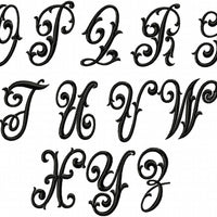 Heather Monogram Font - comes in 2,3,4 inch sizes Machine Embroidery