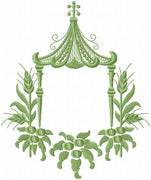 PAGODA MACHINE EMBROIDERY DESIGN MONOGRAM FRAME