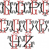 VINTAGE BAROQUE INTERLOCKING MONOGRAM FONT - SET "G" 3 AND 4 INCH SIZE