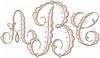 Scallop Dot Monogram Font - Machine Embroidery Font 2.5, and 4 inch size