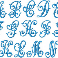 Heather Monogram Font - comes in 2,3,4 inch sizes Machine Embroidery