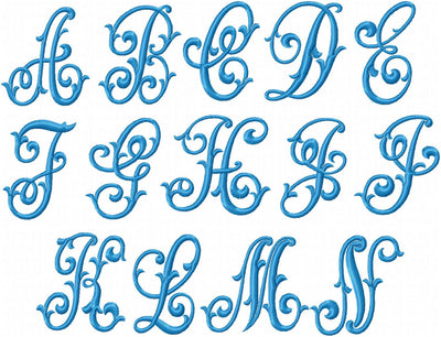 Heather Monogram Font - comes in 2,3,4 inch sizes Machine Embroidery