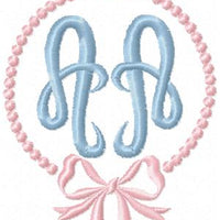 EMPRESS 2 LETTER MONOGRAM FONT WITH PEARL BOW FRAME