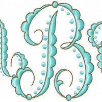 Scallop Dot Monogram Font - Machine Embroidery Font 2.5, and 4 inch size