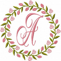 ROSE TULIP WREATH MONOGRAM FRAME