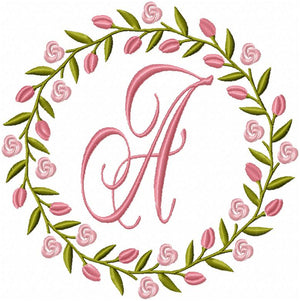 ROSE TULIP WREATH MONOGRAM FRAME