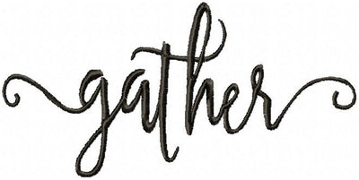 Gather - script machine embroidery design