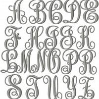 Fancy Vines Interlocking Font - Comes in 1.5,2.0,2.75,3.0 and 3.75  Inches in Size - Machine Embroidery Monogram Font