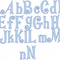 Swirly Girl Font - Fill Stitch with outline - Comes in 5 inch size, numbers,punctuation signs