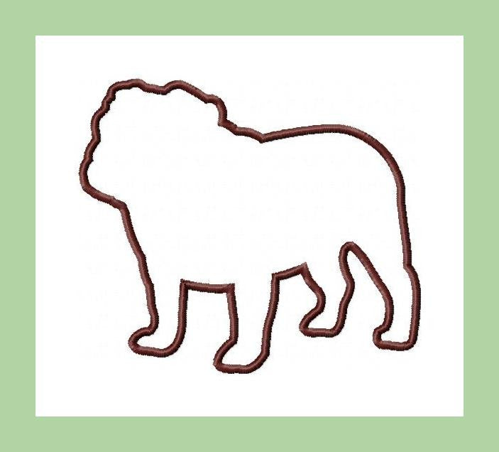 Bulldog Silhouette Applique - Comes in 4,5,6 and 7 inch sizes