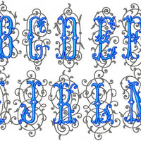 Filligree Monogram Font - comes in 3.25 inch and 5.25 inch sizes