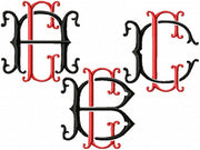 VINTAGE BAROQUE INTERLOCKING MONOGRAM FONT - SET "C" 3 AND 4 INCH SIZE