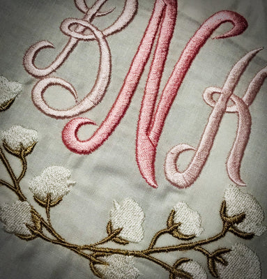 Cotton Ball Monogram Border - machine Embroidery Design