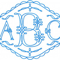 Piping Monogram Set - 5.25" Center with 3" side letters - comes with 13 frames  Machine embroidery Monogram Font