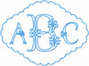 Piping Monogram Set - 5.25" Center with 3" side letters - comes with 13 frames  Machine embroidery Monogram Font