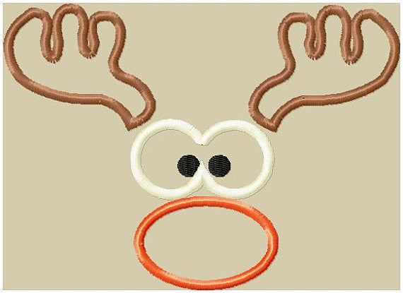 Reindeer Face - 2 ways - Applique and full stitch versions in various sizes