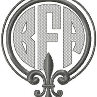 Fleur De Lis Circle Monogram Frame comes in 3 sizes 3.5x4.5, 4x5, and 5x6