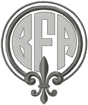 Fleur De Lis Circle Monogram Frame comes in 3 sizes 3.5x4.5, 4x5, and 5x6