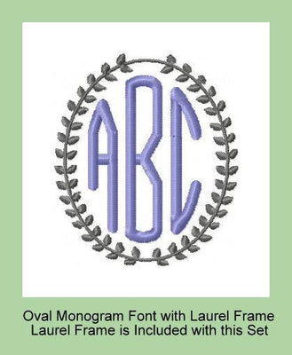 Oval 3 Letter Monogram Font -comes in 2.5 and 3 inch Sizes with 3 frames